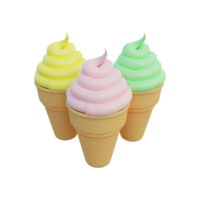 Confezione di cono gelato icone cibo 3d png