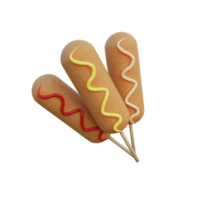 cachorro de milho de ícones de comida 3d png