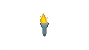 animation pixel torche sur fond blanc video