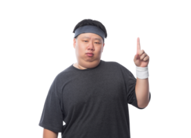 Young asian fat man is exercising, Png file