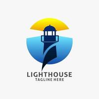 Lighthouse logo design in circle shape vector