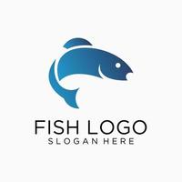 Blue fish logo design vector