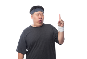 Young asian fat man is exercising, Png file