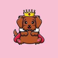 Cute King Maltipoo Dog Cartoon Vector Icon Illustration. Animal Flat Cartoon Concept