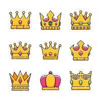 Crown Icon Set Collection vector