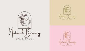 Set of Spa element Hand Drawn Logo with body and Leaves. Logo for spa and beauty salon, boutique, massage therapy, organic shop, relaxation, woman body, interior, yoga, cosmetics, jewelry store vector