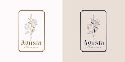 logotipo dibujado a mano con elementos florales botánicos con flores silvestres y hojas. logo para spa y salón de belleza, boutique, tienda orgánica, boda, diseñador floral, interior, fotografía, cosmética. vector