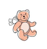 Teddy bear, baby toy. Cartoon sketch style doodle for icon, banner. vector