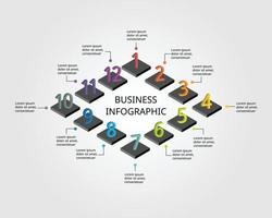 step number chart template for infographic for presentation for 12 element vector