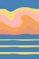 Seaside abstract backdrop with sunset sky. vector