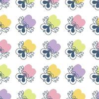 Trendy seamless pattern with viola flowers in 1960 style. vector