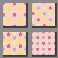 Trendy hearts retro seamless pattern collection in 1960 style. vector