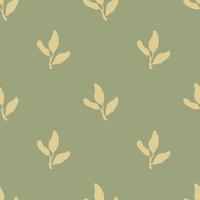 Boho aesthetic seamless pattern with small plant leaves. vector
