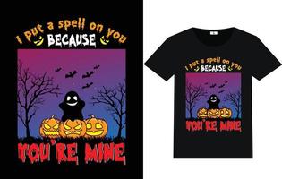 tipografía de moda del día de halloween y diseño gráfico de camisetas vector