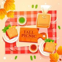 actividad de picnic en la temporada de otoño vector