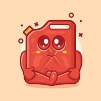 funny fuel jerrycan character mascot with sad expression isolated cartoon in flat style design vector