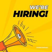 We Are Hiring With Megaphone Comic Style vector