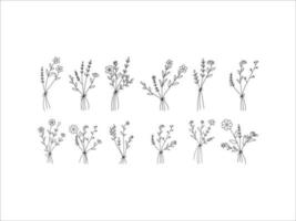 colección de conjunto de ramo de flores vector