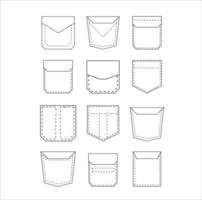 set of hand-drawn pocket illustration vector