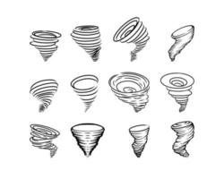conjunto de ilustración de tornado vector