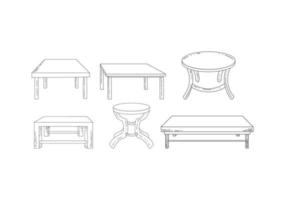 colección de muebles de mesa dibujados a mano vector