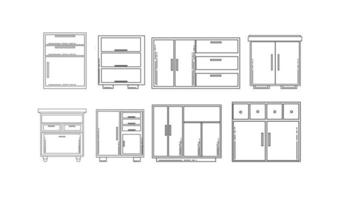 Cupboard  line art collection vector