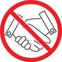 no handshake icon on white background. flat style. avoiding physical contact sign.  no handshake icon with red forbidden sign vector