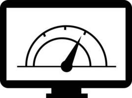 calculating system icon. speedometer inside monitor icon. internet speed symbol. online speed sign. vector