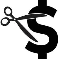 icono de minimización de costes sobre fondo blanco. estilo plano icono de reducción de precio para el diseño de su sitio web, logotipo, aplicación, ui. símbolo de reducción de precios. signo de minimización de costos. vector