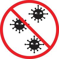 icono de zona de cuarentena sobre fondo blanco. estilo plano no hay icono de virus para el diseño de su sitio web, logotipo, aplicación, ui. precaución símbolo de epidemia. señal de advertencia. símbolo antibacteriano o microbio. vector