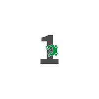 frog icon stuck to number vector illustration