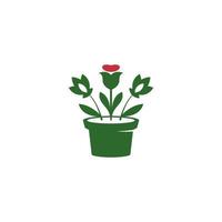 Flower pot icon logo design vector