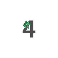 frog icon stuck to number vector illustration