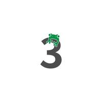 frog icon stuck to number vector illustration