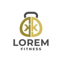 logotipo de gimnasio con letra k k. para el logotipo del gimnasio o cualquier negocio relacionado con el gimnasio, el fitness y el deporte. vector