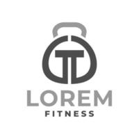 logotipo de gimnasio con letra t. para el logotipo del gimnasio o cualquier negocio relacionado con el gimnasio, el fitness y el deporte. vector