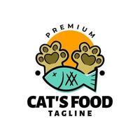 ilustración de manos de gato y un pez muerto. bueno para el logotipo de comida para gatos o cualquier negocio relacionado con gatos. vector