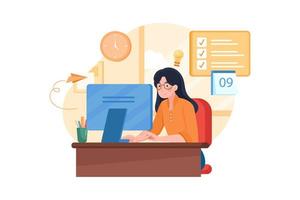 Remote Working Illustration concept. Flat illustration isolated on white background vector