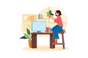 Remote Working Illustration concept. Flat illustration isolated on white background vector