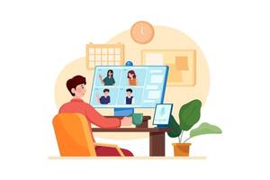 Remote Working Illustration concept. Flat illustration isolated on white background vector