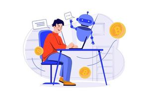 Cryptocurrency Trading Bot flat illustration concept on white background vector