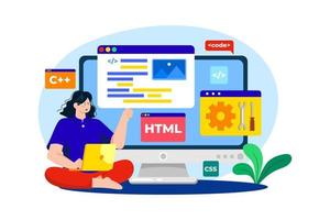 Web Developer flat illustration concept on white background vector