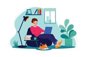 Male freelancer working from home vector