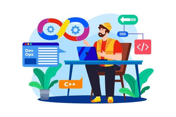 DevOps Engineer flat illustration concept on white background