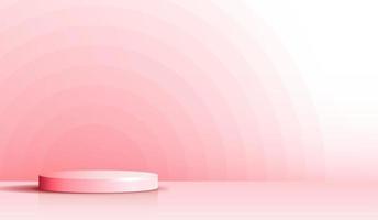 Cosmetic on pink background and premium podium display for product presentation branding and packaging . studio stage with shadow and pink rainbow background. vector design