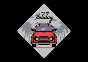 Holiday in car illustration design vector