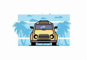 Holiday in car illustration design vector