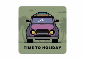 Holiday in car illustration design vector