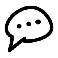 chat de burbuja única con plantilla de diseño de icono de ilustración de vector de línea de puntos triples con estilo dibujado a mano de doodle de contorno para libro de colorear