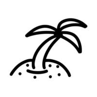 palmera única en el icono de arena dibujado a mano doodle contorno vector plantilla ilustración colección para colorear libro